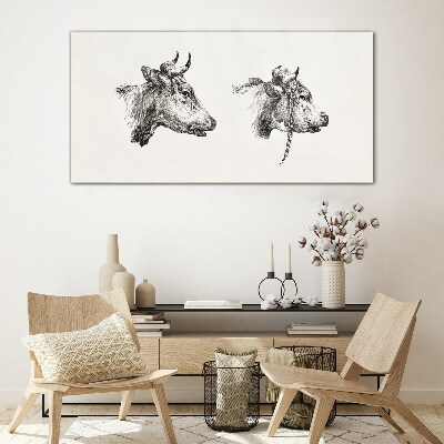 Portrait of two cows Glass Print