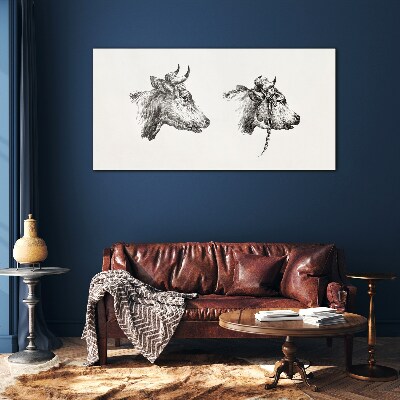 Portrait of two cows Glass Print