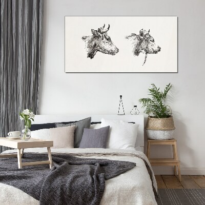 Portrait of two cows Glass Print