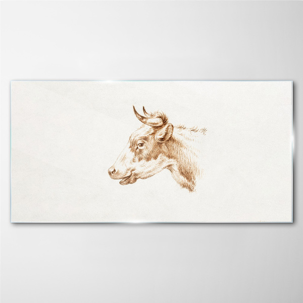 Portrait of a cow in shades of brown Glass Print