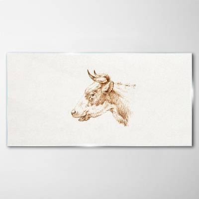 Portrait of a cow in shades of brown Glass Print