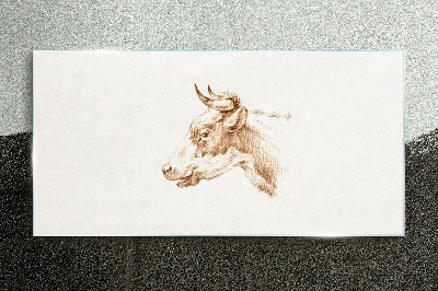 Portrait of a cow in shades of brown Glass Print