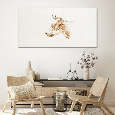 Portrait of a cow in shades of brown Glass Print