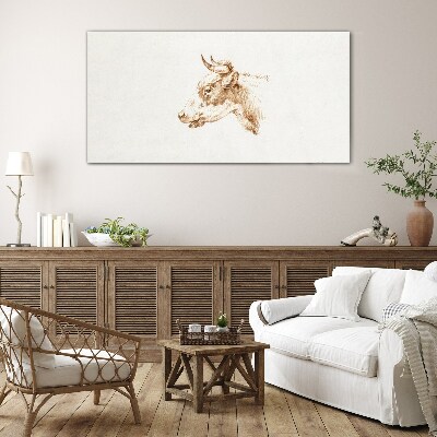 Portrait of a cow in shades of brown Glass Print