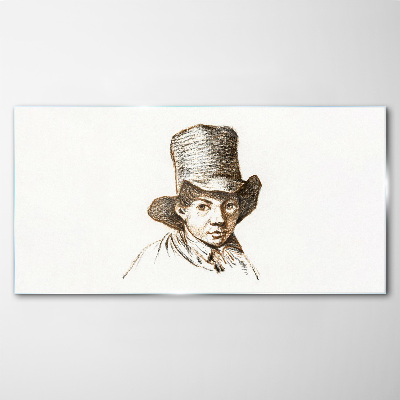 Portrait in a hat Glass Print