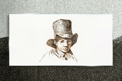 Portrait in a hat Glass Print