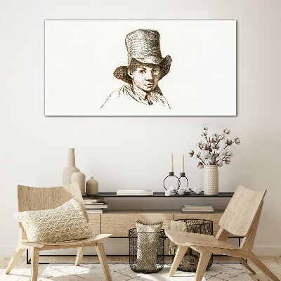 Portrait in a hat Glass Print