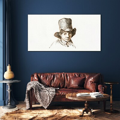 Portrait in a hat Glass Print