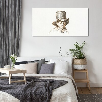 Portrait in a hat Glass Print
