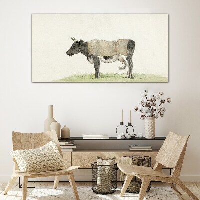 Cow in the meadow Glass Print