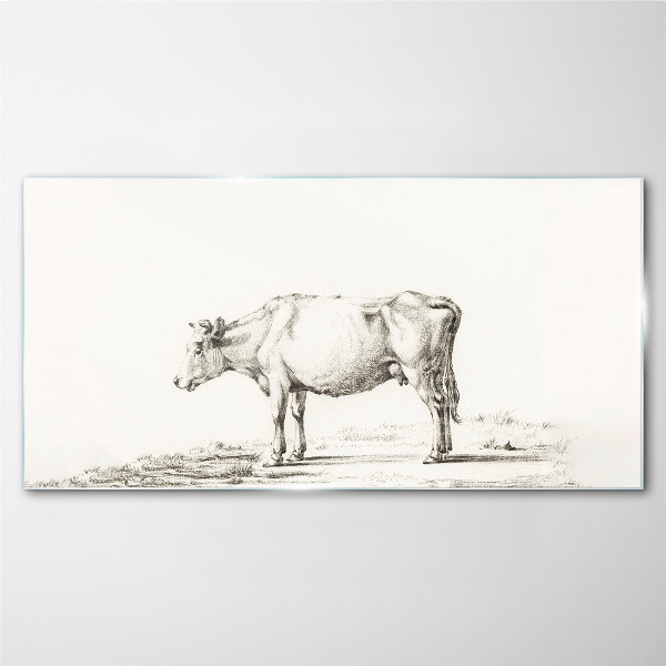 A calm cow against the backdrop of nature Glass Print