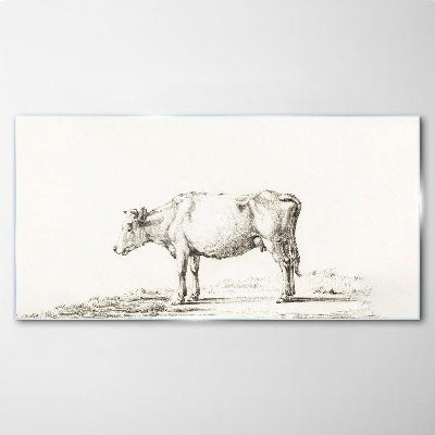 A calm cow against the backdrop of nature Glass Print