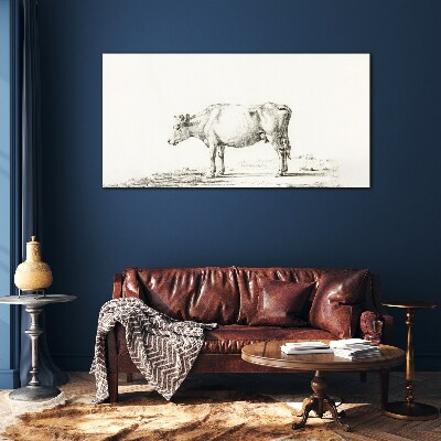 A calm cow against the backdrop of nature Glass Print