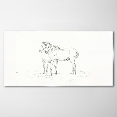 The proximity of horses in the shade Glass Print