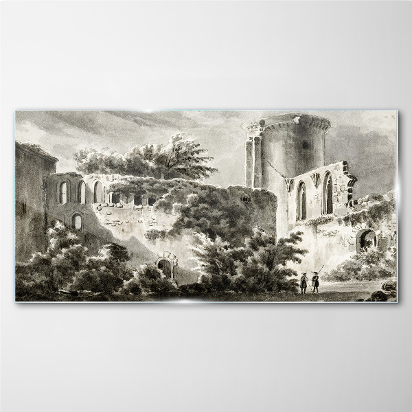 Ruins in the landscape Glass Print