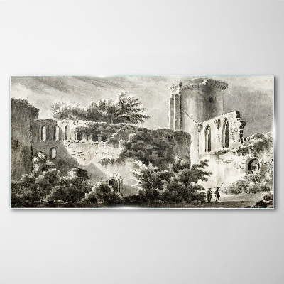 Ruins in the landscape Glass Print