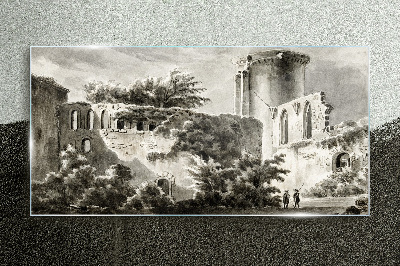 Ruins in the landscape Glass Print