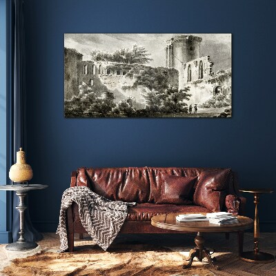 Ruins in the landscape Glass Print