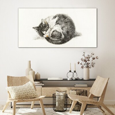 Cat's dream in monochromatic shades Glass Print
