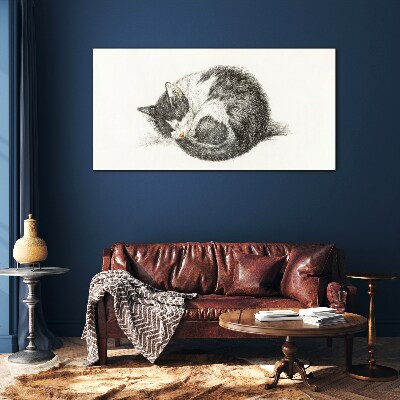Cat's dream in monochromatic shades Glass Print