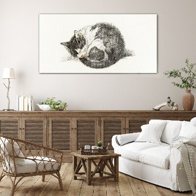Cat's dream in monochromatic shades Glass Print