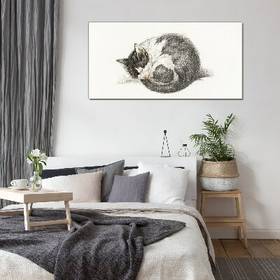 Cat's dream in monochromatic shades Glass Print