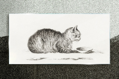 Idyllic cat at the bowl Glass Print