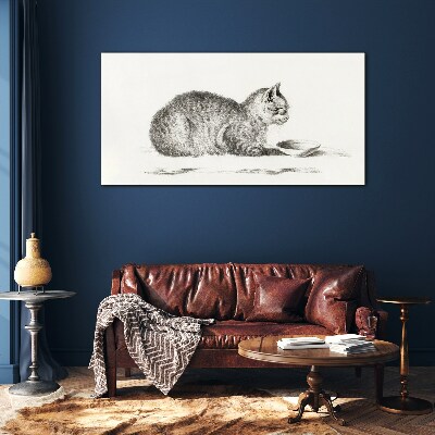 Idyllic cat at the bowl Glass Print