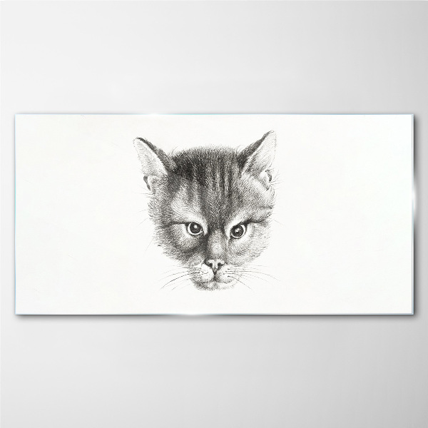Portrait of a cat in shades of gray Glass Print