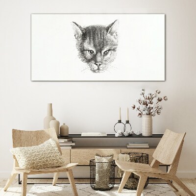 Portrait of a cat in shades of gray Glass Print