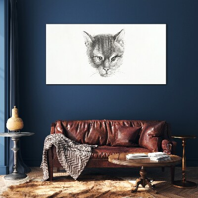 Portrait of a cat in shades of gray Glass Print