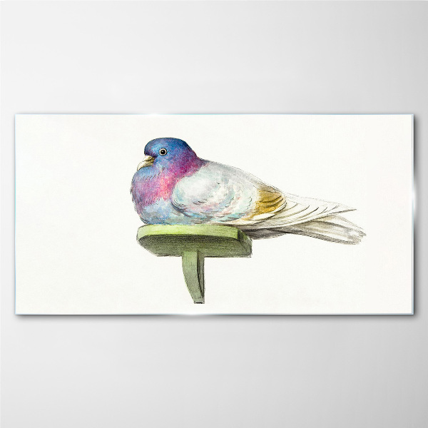 Colorful dove in pastel shades Glass Print