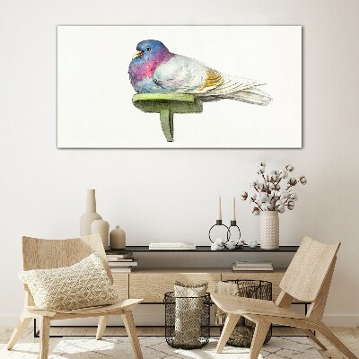 Colorful dove in pastel shades Glass Print