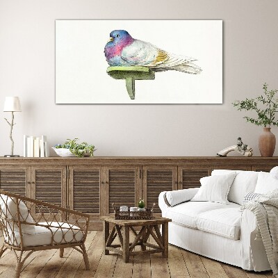 Colorful dove in pastel shades Glass Print