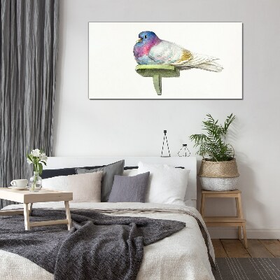 Colorful dove in pastel shades Glass Print