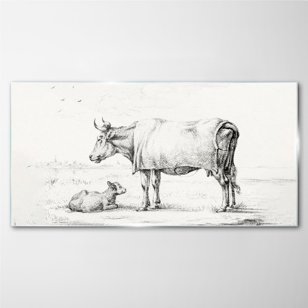 Figure animal cow calf Glass Print