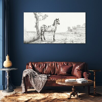 Horses in the landscape Glass Print