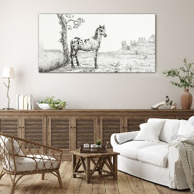 Horses in the landscape Glass Print