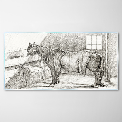 A calm horse in the stable Glass Print