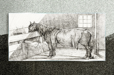 A calm horse in the stable Glass Print