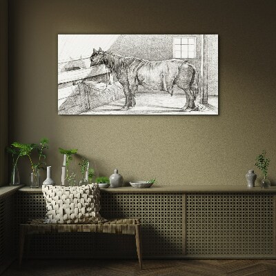 A calm horse in the stable Glass Print