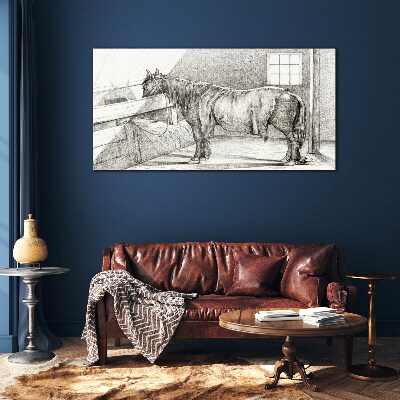 A calm horse in the stable Glass Print