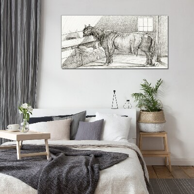 A calm horse in the stable Glass Print
