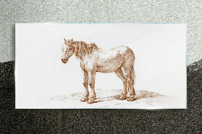 Drawing of a horse in shades of brown Glass Print