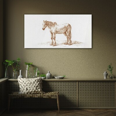 Drawing of a horse in shades of brown Glass Print