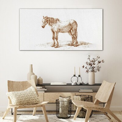 Drawing of a horse in shades of brown Glass Print
