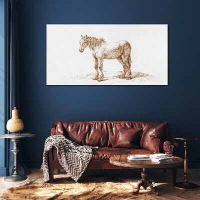 Drawing of a horse in shades of brown Glass Print