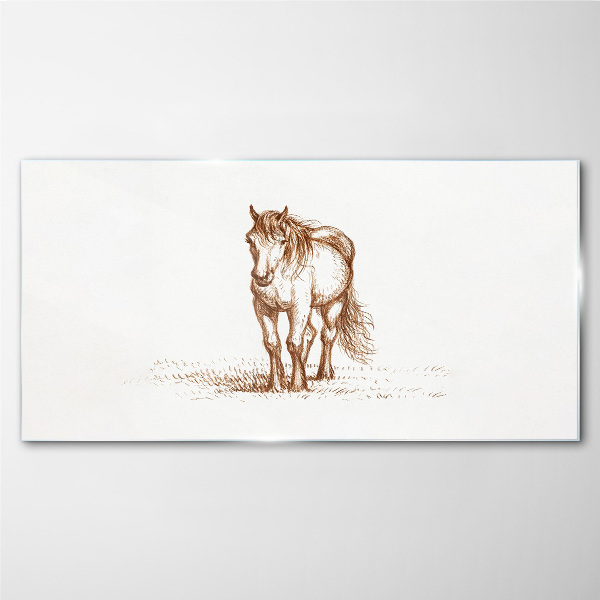 Horse in the meadow Glass Print
