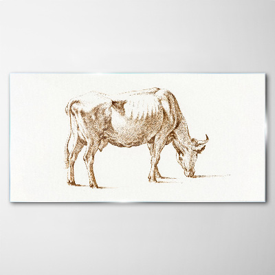 Cow in brown outline Glass Print