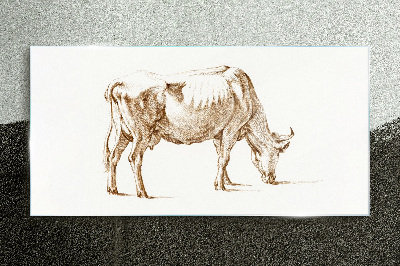 Cow in brown outline Glass Print